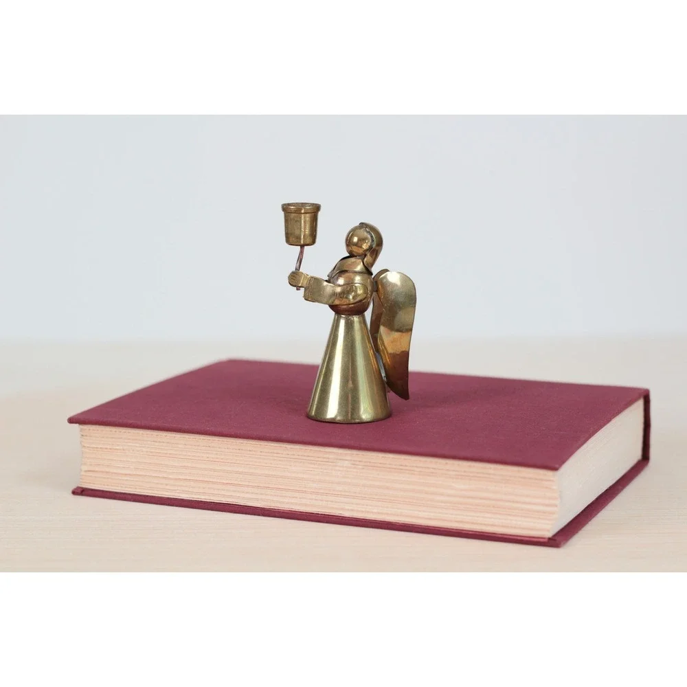 Vintage Brass Angel Candle‎ Holder, Mid-Century Holiday Decor